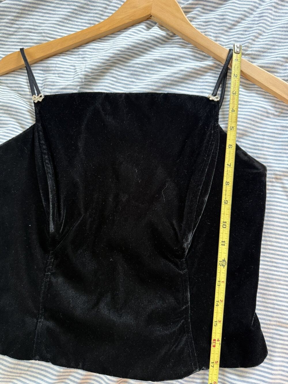 Black Velvet Bustier Corset Top Size 10 Spaghetti Straps J.R. Nites by Caliendo